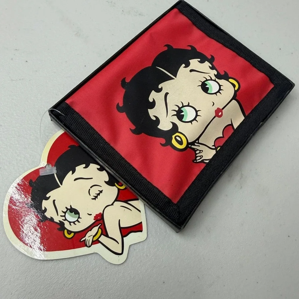 Vintage NWT Y2K Betty Boop Bifold Wallet Red Nylon Canvas Romar Accessories‎